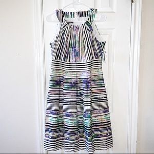 Nine West Fit and Flare Striped Sleeveless Dress 8